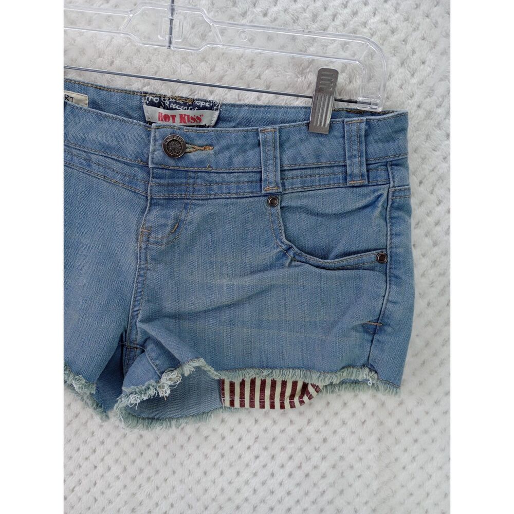 Hot Kiss American Patriotic Cici Short Juniors 9 Stars Stripes Cut Off Shorts - Picture 3 of 16
